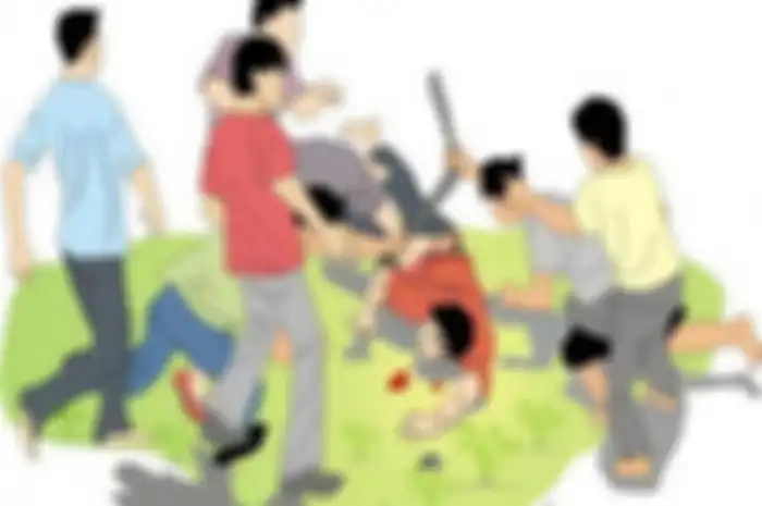 Ilustrasi pengeroyokan. Satu keluarga dikeroyok geng motor di Takalar sampai luka lebam, berawal dari hal ini.