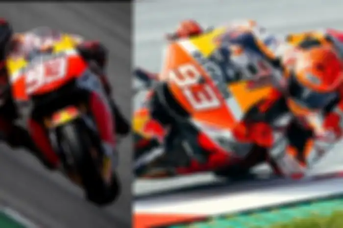 Marc Marquez latihan di sirkuit Algarve demi ikutan tes pramusim MotoGP 2022 di sirkuit Mandalika, pakai motor Honda RC213V-S (kiri) bukan motor MotoGP Honda RC213V (kanan)
