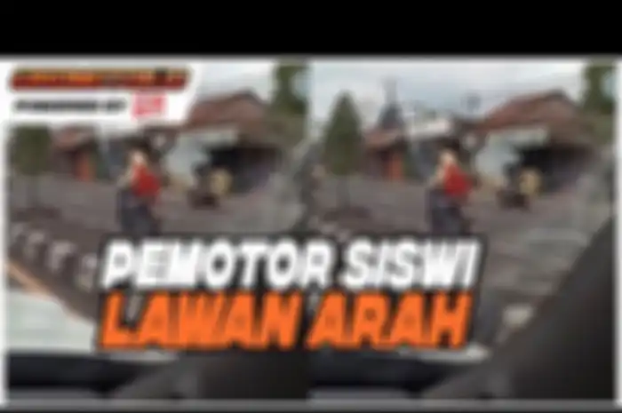 Seorang siswi mengendarai Honda BeAT tertangkap kamera melakukan pelanggaran lawan dan tidak pakai helm.  