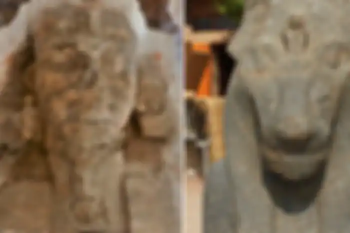 Dua sphinx yang ditemukan dalam keadaan tenggelam setengah dalam air.