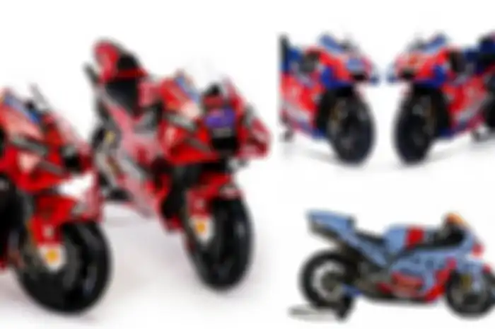 Tiga skuat dari 4 skuat Ducati musim ini sudah launching tim, ada Ducati Lenovo Team (kiri); Pramac Racing (kanan atas) dan Gresuni Racing (kanan bawah). Keren mana livery-nya?
