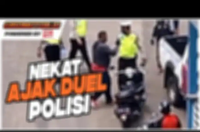 Seorang pemotor nekat melawan Polisi padahal jelas salah, menerobos jalur Busway dan gak punya SIM.