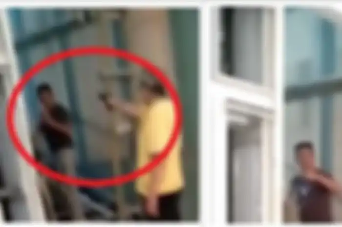 Pria paruh baya di ini todong tukang bangunan dengan pistol