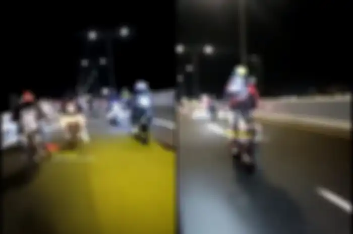 Nekat banget, puluhan bikers supermoto terobos masuk tol Pulogebang - Kelapa Gading, polisi langsung buru pelaku.