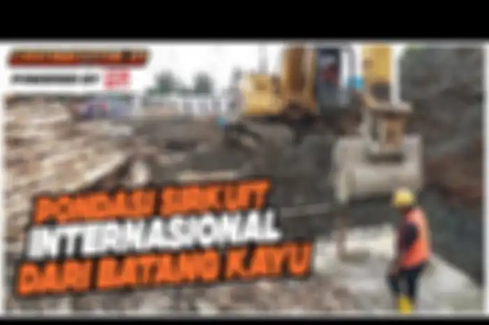 Pondasi dasar sirkuit Formule E di Ancol, Jakarta Utara menggunakan kayu.  