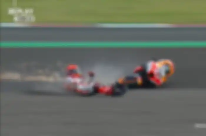 Marc Marquez mengalami Crash pada babak kedua Kualifikasi MotoGP Mandalika 2022 (19/3/2022).