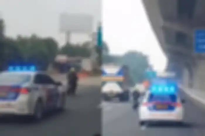 Video pemotor dikejar polisi di jalan tol Jakarta-Cikampek mirip adegan film action, endingnya begini bro.