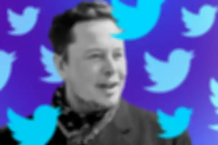Ilustrasi Elon Musk dan logo Twitter