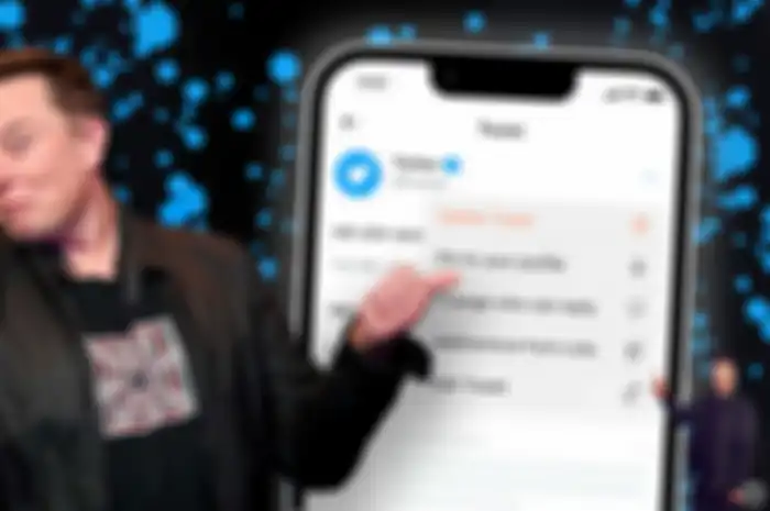Ilustrasi Elon Musk dan tombol edit tweet di Twitter