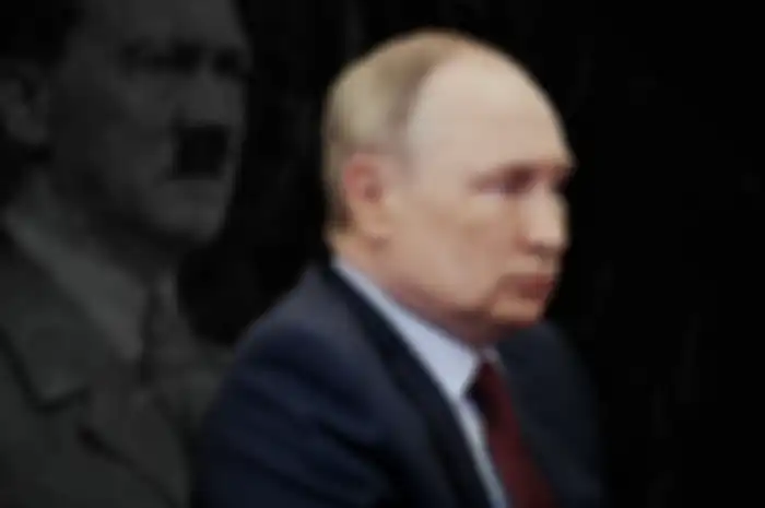 Ilustrasi Adolf Hitler dan Vladimir Putin