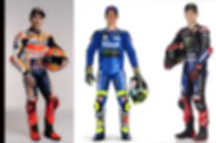 Ada 3 pembalap juara dunia di MotoGP 2022, Marc Marquez (kiri) dengan titel 6 kali juara dunia, Joan Miri (tengah) juara dunia MotoGP 2020 dan Fabio Quartararo (kanan) juara dunia MotoGP 2021