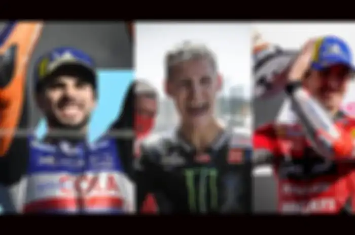 Juara sirkuit MotoGP Algarve, Miguel Oliveira (kiri); Fabio Quartararo (tengah) dan Francesco Bagnaia pula pula sama, berhasil pole position kemudian juara
