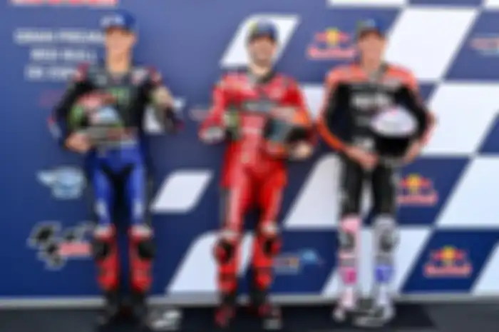 Front row MotoGP Spanyol 2022 ada Francesco Bagnaia (tengah); Fabio Quartararo (kiri) dan Aleix Espargaro (kanan), jangan lewatkan biar jadi saksi sejarah baru di sirkuit MotoGP Jerez