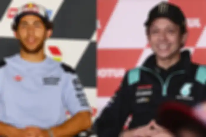 Enea Bastianini (kiri) juara MotoGP Prancis 2022, legenda MotoGP Valentino Rossi pegang rekor Italia di MotoGP Prancis di sirkuit MotoGP Le Mans