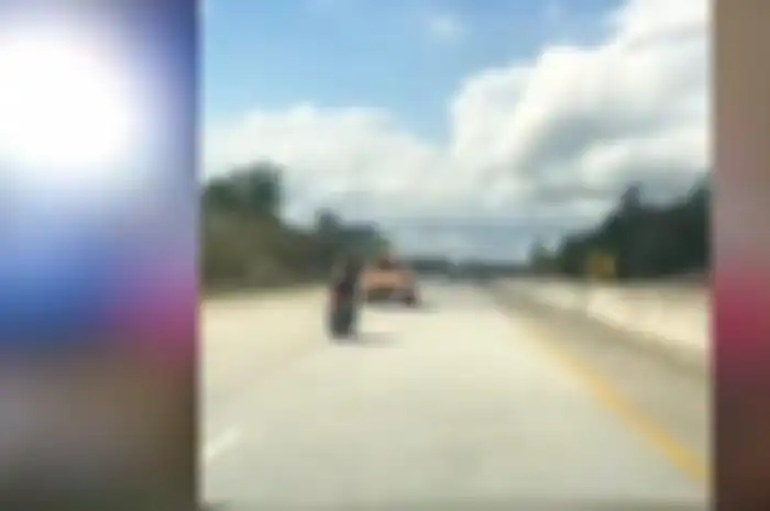 Tangkapan Layar Video Pemotor Trobos Jalan Tol Balsam