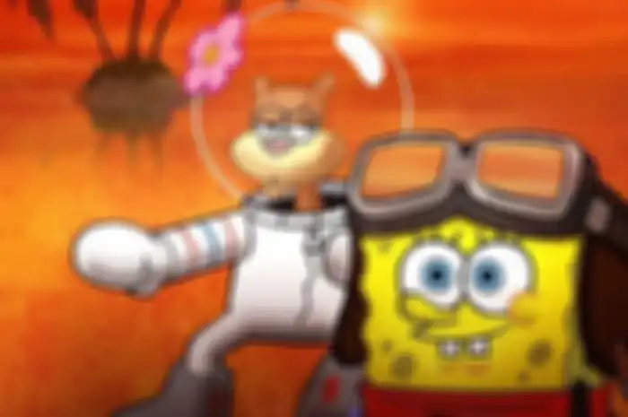 Sandy dan Spongebob dalam parodi Top Gun