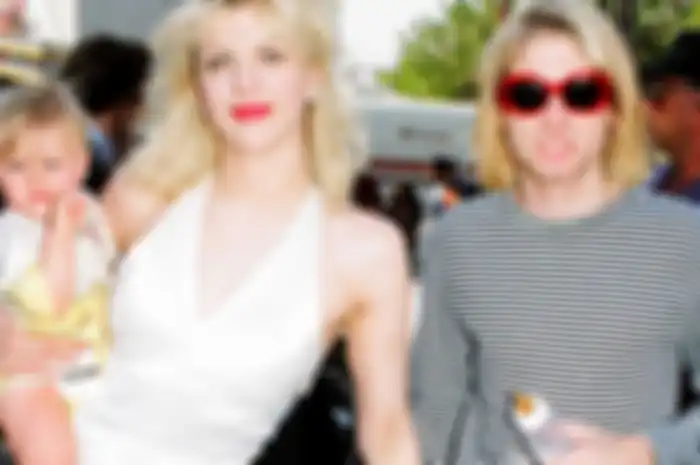 Courtney Love, Frances Bean Cobain, Kurt Cobain of Nirvana (Photo by Jeff Kravitz/FilmMagic, Inc)