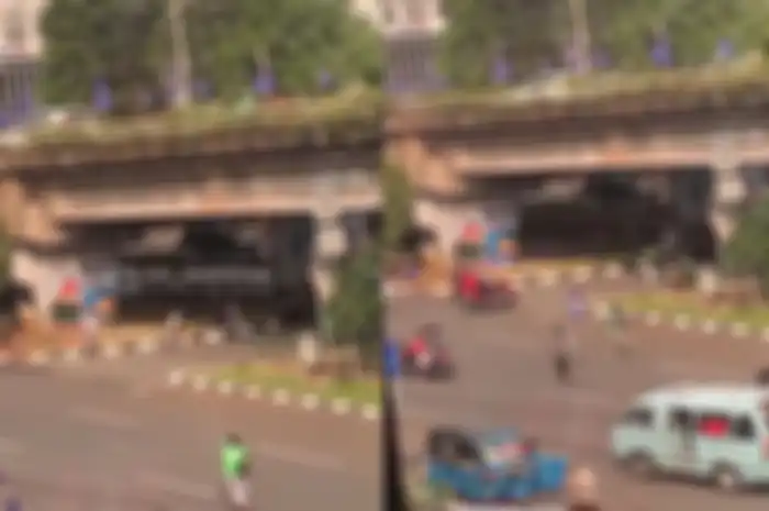 Beredar rekaman video yang memperlihatkan sekelompok pengemudi ojek online (ojol) mengejar pelajar yang sedang tawuran. 