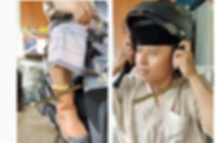 Pemotor pakai sepatu boots buat Sholat Jumat
