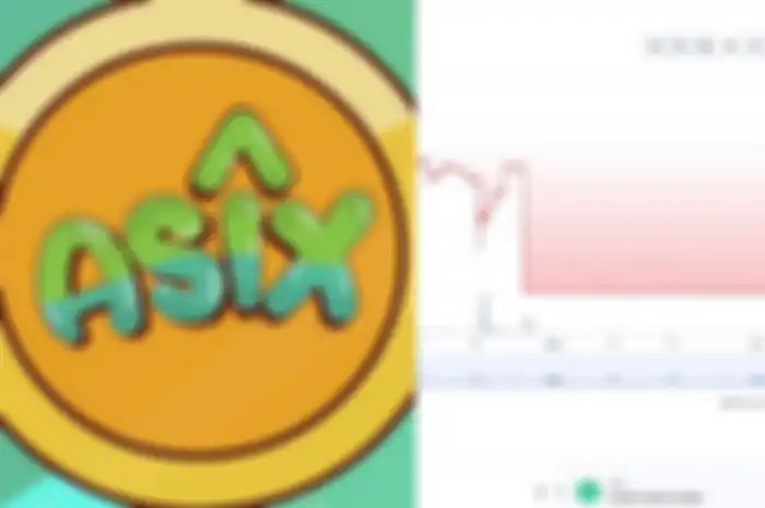 Ilustrasi mata uang kripto Asix Anang Hermansyah dan grafik harga dalam 3 bulan