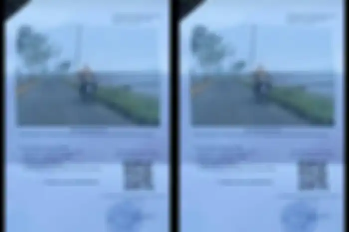 Foto pemotor kena tilang elektronik di jalan persawahan karena tak pakai helm, ini penjelasan polisi.