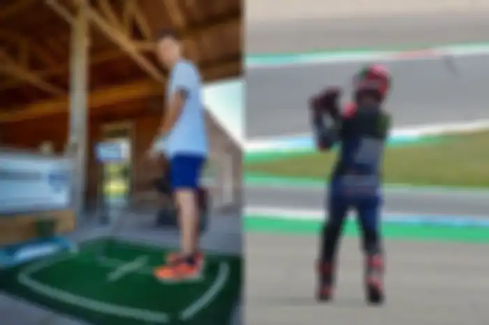Fabio Quartararo latihan main golf, siap-siap selebrasi buat juara MotoGP Belanda 2022.