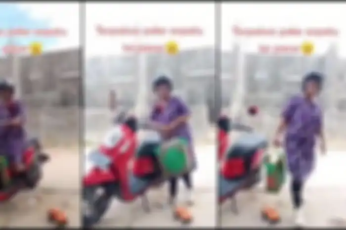 Gara-gara Himbauan Jangan Pakai Sandal Jepit Saat Naik Motor, Lihat Apa yang Dipakai Emak-emak Ini.