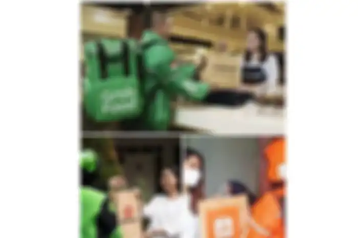 Ilustrasi GrabFood, GoFood dan ShopeeFood