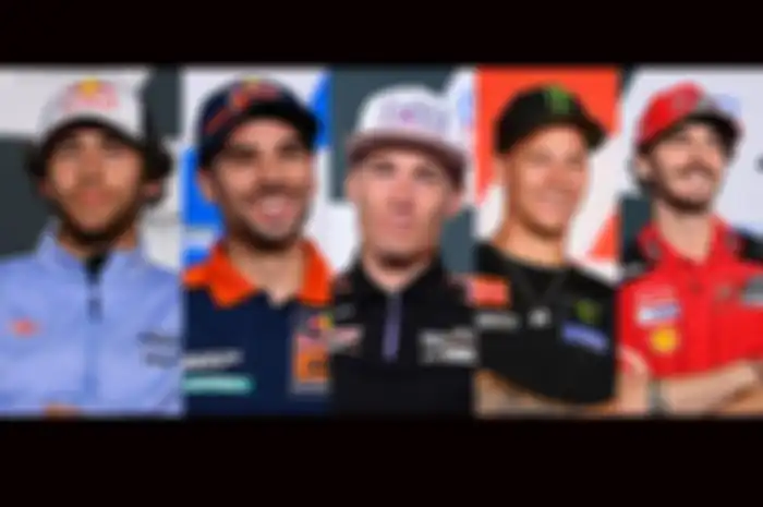Rapor pembalap MotoGP paruh musim 2022 ada 5 pembalap Enea Bastianini (kiri); Miguel Oliveira (kedua dari kiri); Aleix Espargaro (tengah); Fabio Quartararo (ke-4 dari kiri) dan Francesco Bagnaia (paling kanan) rasakan puncak podium tahun ini