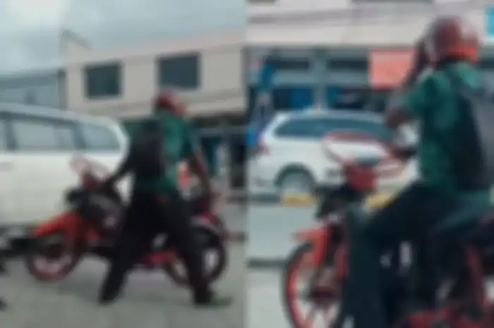 Bikin heran, pemotor ganti setang motor pakai setir mobil.