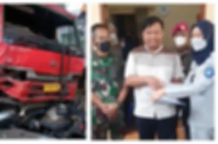 Serah terima santunan ahli waris korban kecelakaan maut truk Pertamina di Cibubur.