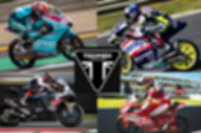 Deretan pabrikan santer disebut-sebut pengganti Suzuki pabrikan di MotoGP, BMW Motorrad (kiri bawah), CF Moto (kiri atas), Husqvarna (kanan atas), Gasgas (kanan bawah) dan Triumph (tengah)