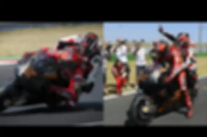 Penampakan motor MotoGP Ducati aneh bonceng bos Ducati MotoGP Luigi Dall'Igna dibonceng pembalap MotoGP Francesco Bagnaia di World Ducati Week 2022
