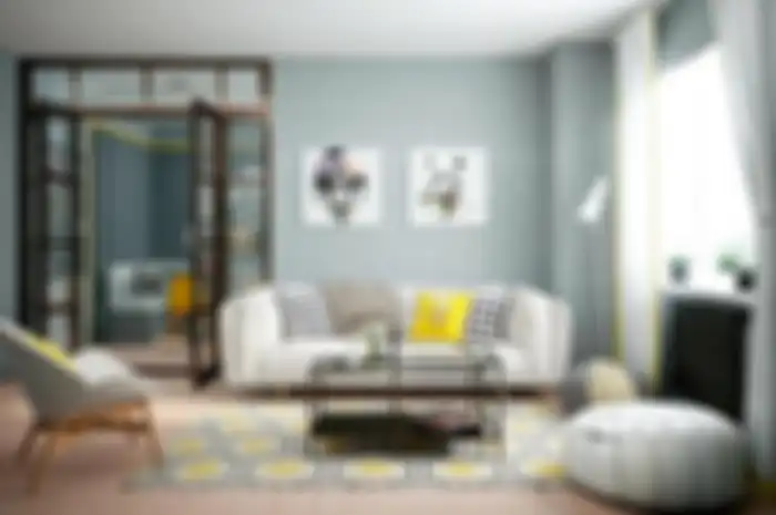 Ilustrasi ruang interior dengan warna cerah