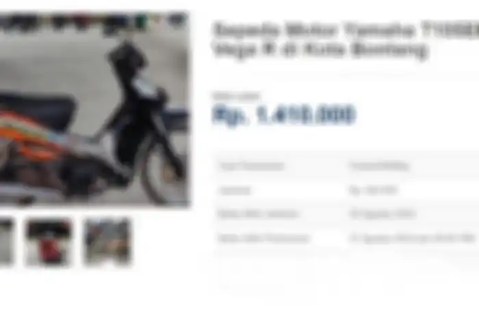 Yamaha Vega R akan dilelang KPKNL Bontang Rp 1,4 jutaan.