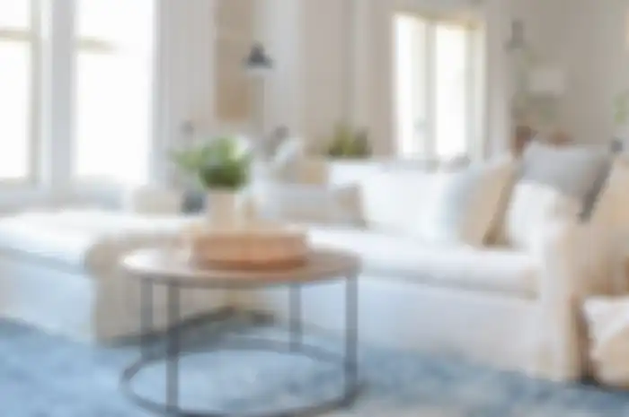 Ilustrasi sofa putih dengan karpet
