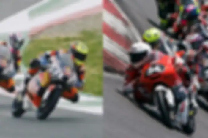 Pembalap Indonesia Fadillah Arbi Aditama di Red Bull Rookies Cup (kiri) dan FIM JuniorGP (kanan).
