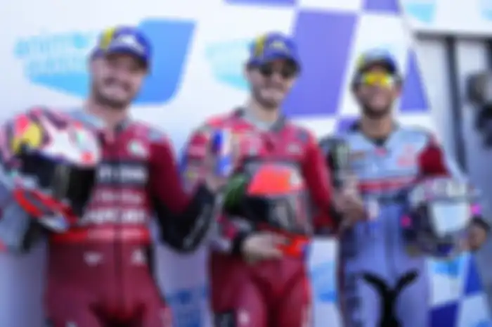 Pembalap Ducati semua start di baris depan jadwal MotoGP Aragon 2022, Francesco Bagnaia (tengah); Jack Miller (kiri) dan Enea Bastianini (kanan), pertanda apa ini?