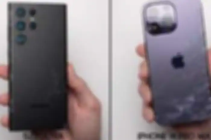 Hasil drop test iPhone 14 Pro Max vs Samsung S22 Ultra