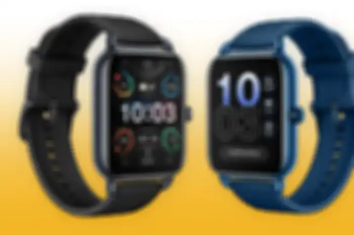 Tampilan depan OnePlus Nord Watch Midnight Black dan Deep Blue. 