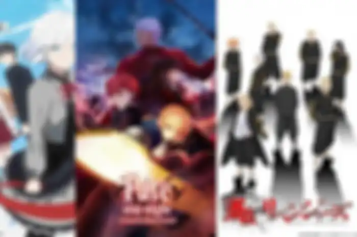 Kolase poster serial anime The Detective is Already Dead; Fate/stay night: Unlimited Blade Works; dan Tokyo Revengers. 