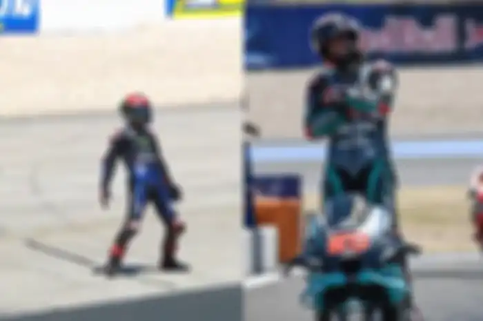 Gaya pembalap MotoGP Fabio Quartararo suka merayakan kemenangan dengan melakukan selebrasi ala bintang Piala Dunia 2022.