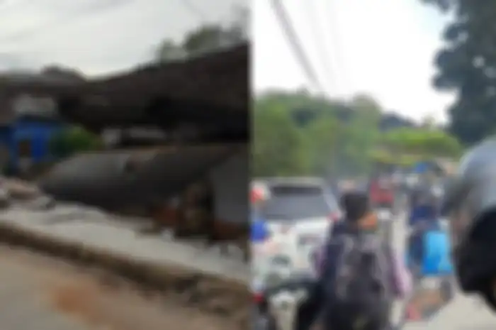 Kondisi pasca gempa di Cianjur, banyak pengendara motor berlalu-lalang.
