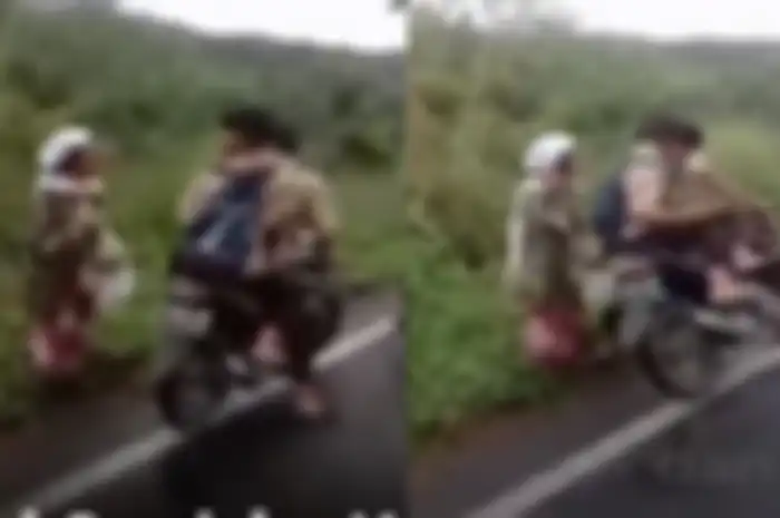 Detik-detik 2 pelajar bermotor tendang seorang nenek di jalan.
