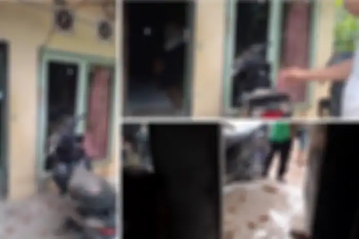 Sebuah rumah dan motor Honda BeAT terkena dampak gempa Garut.
