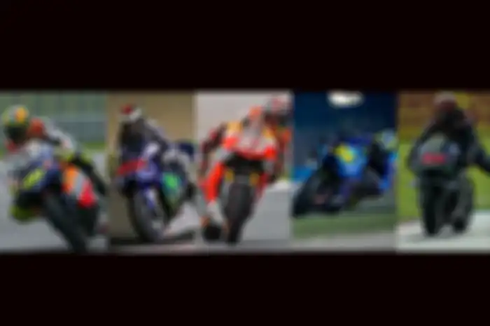 Pembalap MotoGP mulai dari kiri ke kanan; Valentino Rossi, Jorge Lorenzo, Marc Marquez dan Joan Mir serta Fabio Quartararo ogah pakai pelat nomor 1 di motor MotoGPnya