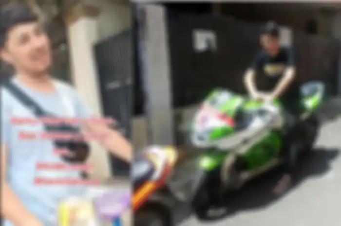 Mantan pemain sinetron Anak Langit, Kevin Sanova kini berjualan roti keliling, intip kerennya naik motor Kawasaki Ninja 250 karbu livery tim MotoGP GO&amp;FUN Honda Gresini Racing.