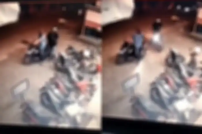 Video maling motor di Bekasi keluarin senjata diduga pistol viral di media sosial, Rabu (14/12/2022).