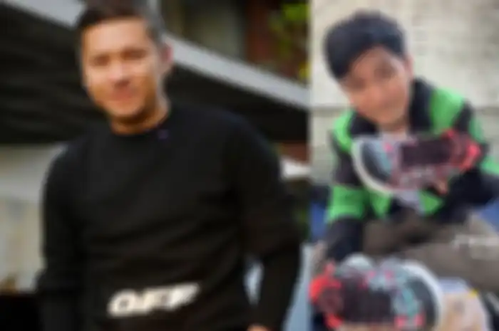 Gading Marten (kiri) banjir pujian netizen usai hadiahi driver ojol dengan akun TikTok @mzojol (kanan) sepasang sepatu keren.