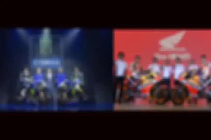 Fakta jadwal launching MotoGP 2023 seperti sebelum pandemi Covid-19, skuat Yamaha pabrikan bakal launching di Indonesia seperti 2019 (kiri) atau skuat Repsol Honda Team launching di Indonesia 2018 (kanan) 